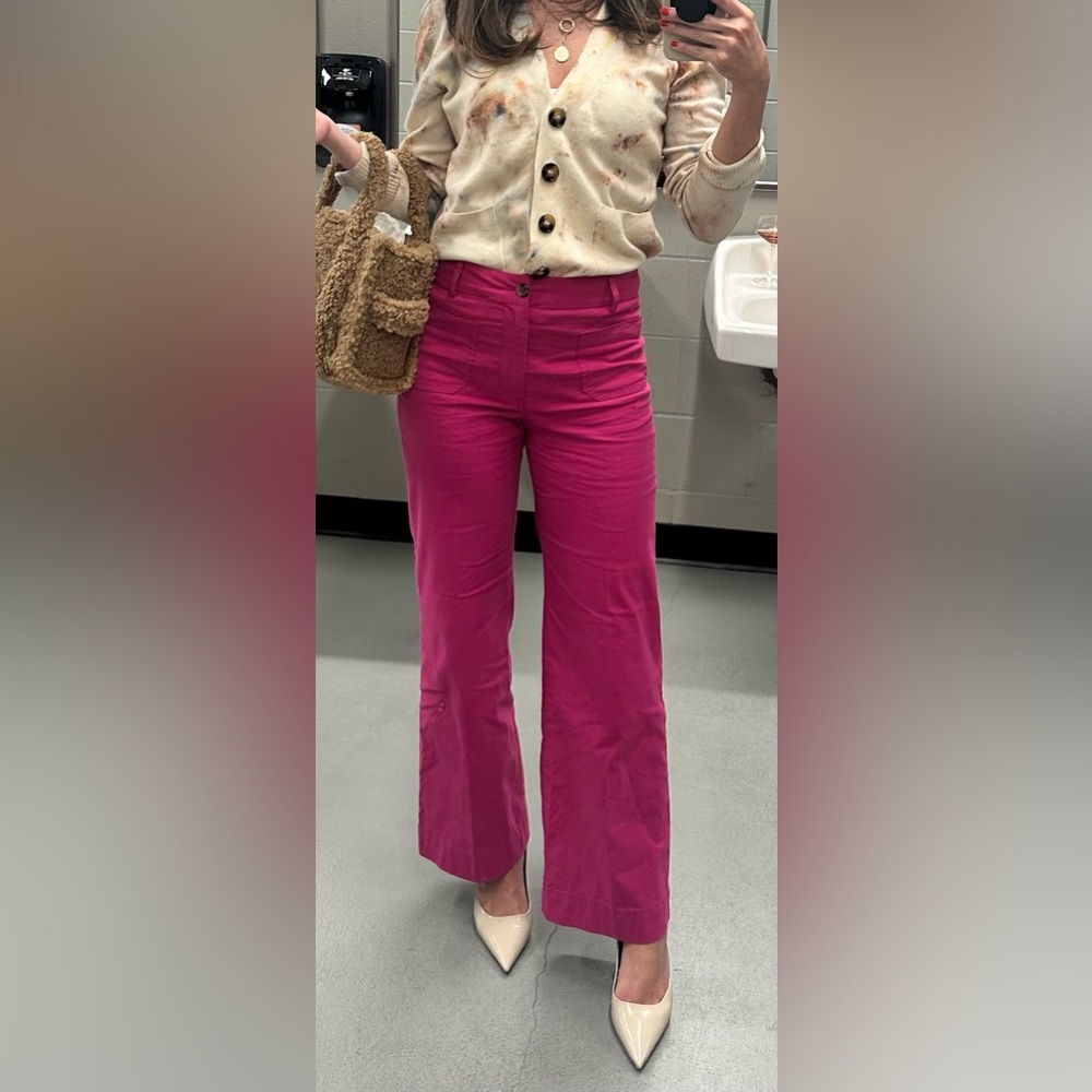 J. Crew “Lizzie” high-rise patch-pocket wide-leg pant